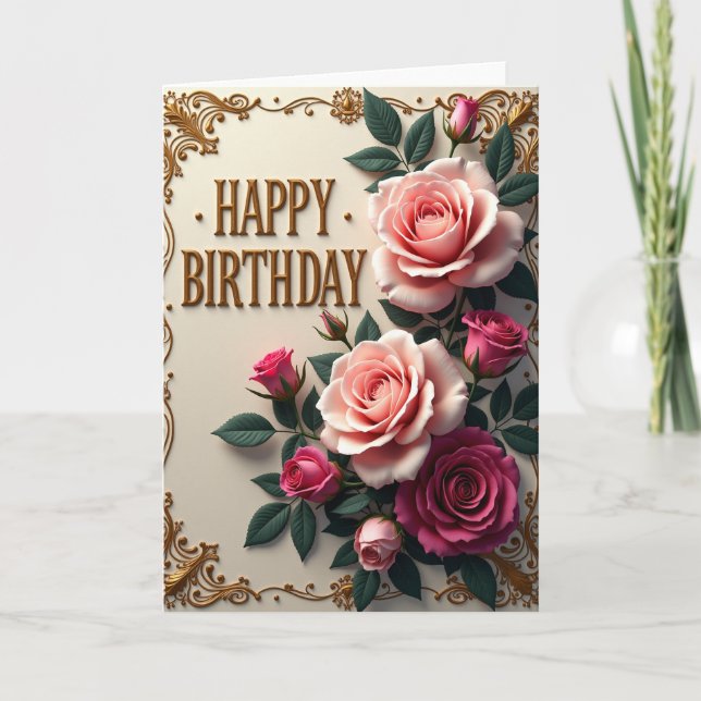 Tarjeta de cumpleaños con relieve dorado (Anverso)