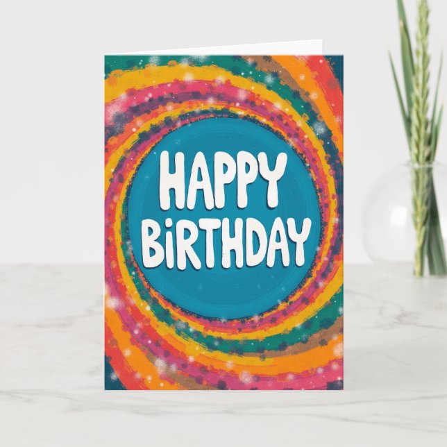 Tarjeta de cumpleaños con remolino alegre (Anverso)
