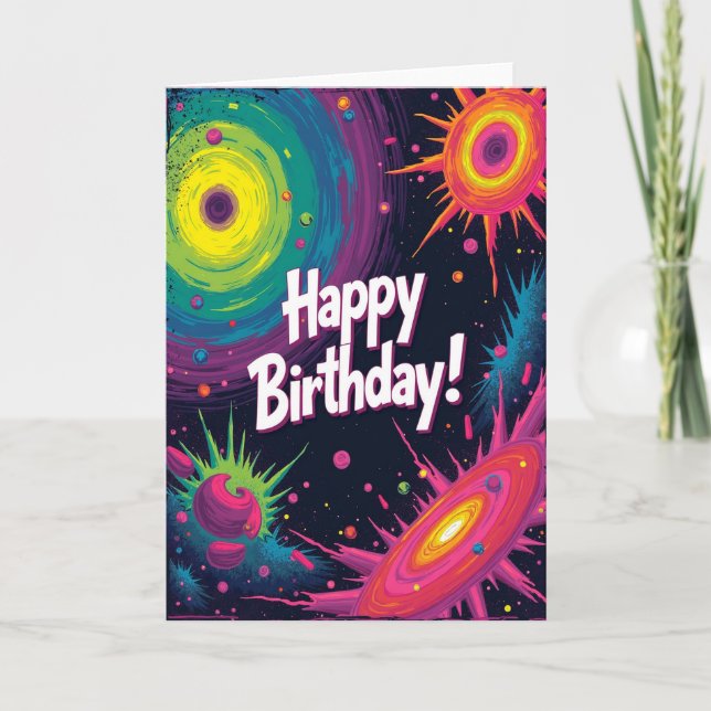 Tarjeta de cumpleaños con remolino cósmico (Anverso)
