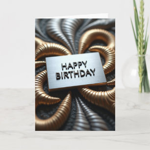 Tarjeta de cumpleaños con remolino metálico alegre
