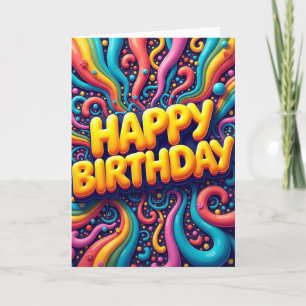 Tarjeta de cumpleaños con remolino vibrante