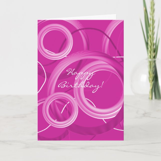 Tarjeta de cumpleaños con remolinos rosados modern (Anverso)