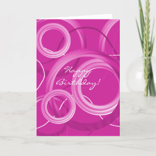 Tarjeta de cumpleaños con remolinos rosados modern