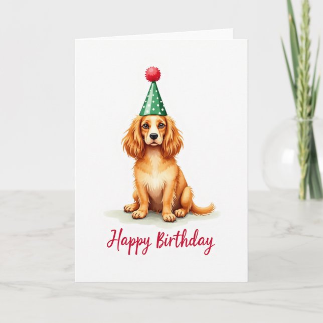 Tarjeta de cumpleaños con retrato de cachorro aleg (Anverso)