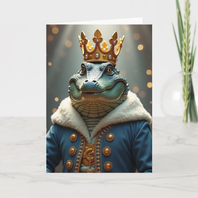Tarjeta de Cumpleaños con Retrato de Reptil Real (Anverso)