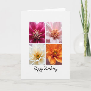 Tarjeta de cumpleaños con retrato floral