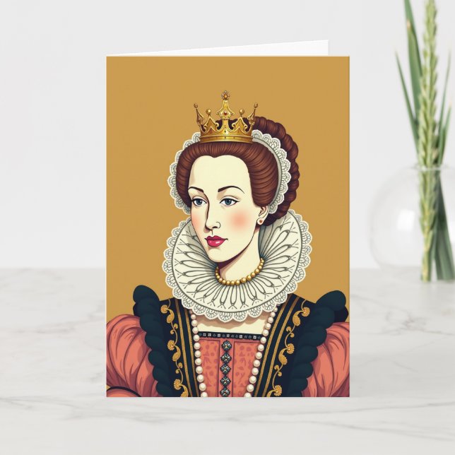 Tarjeta de cumpleaños con retrato regio (Anverso)