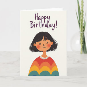 Tarjeta de cumpleaños con retrato sereno