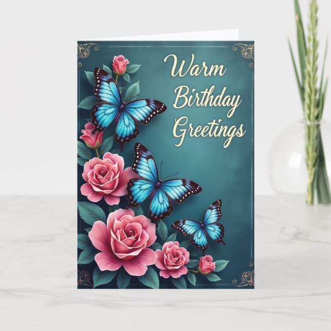 Tarjeta de cumpleaños con rosa alegre (Anverso)
