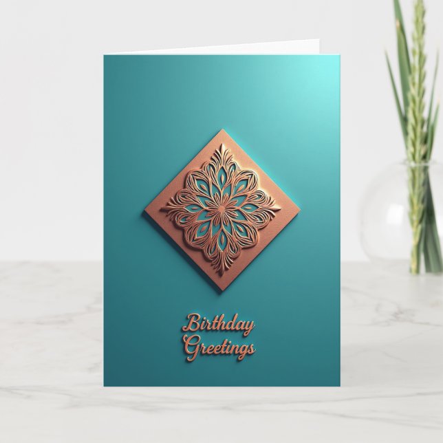 Tarjeta de cumpleaños con roseta de cobre (Anverso)