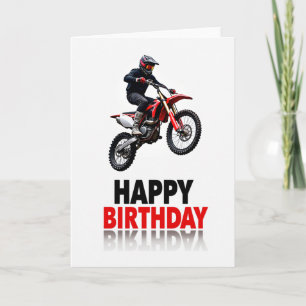 Tarjeta de cumpleaños con salto extremo en motocic