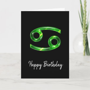 Tarjeta de cumpleaños con signo de cáncer verde