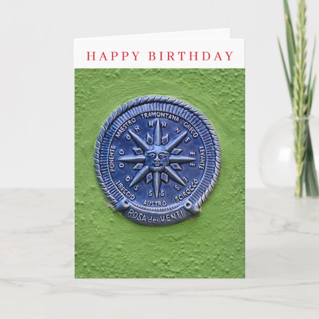 Tarjeta de cumpleaños con signo redondo de direcci (Anverso)
