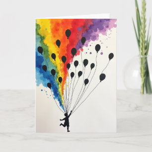 Tarjeta de cumpleaños con silueta alegre