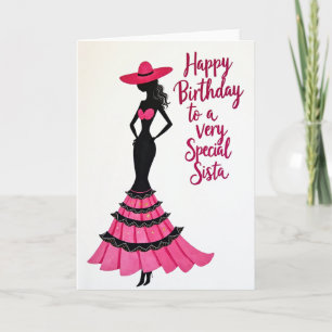 Tarjeta de cumpleaños con silueta chic