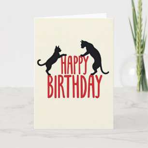 Tarjeta de cumpleaños con silueta de gato audaz