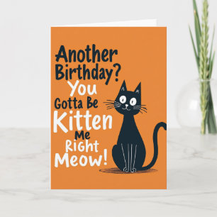 Tarjeta de cumpleaños con silueta de gato jugueton