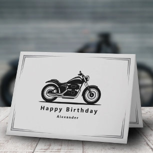 Tarjeta de cumpleaños con silueta de motocicleta n