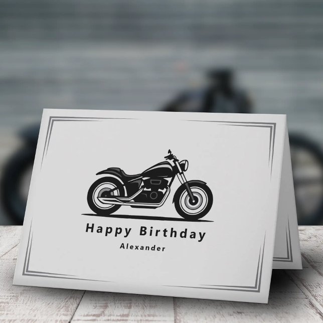 Tarjeta de cumpleaños con silueta de motocicleta n (Sleek Black Motorcycle Silhouette Birthday Card)