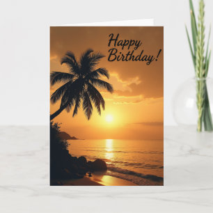 Tarjeta de cumpleaños con silueta de palma alegre