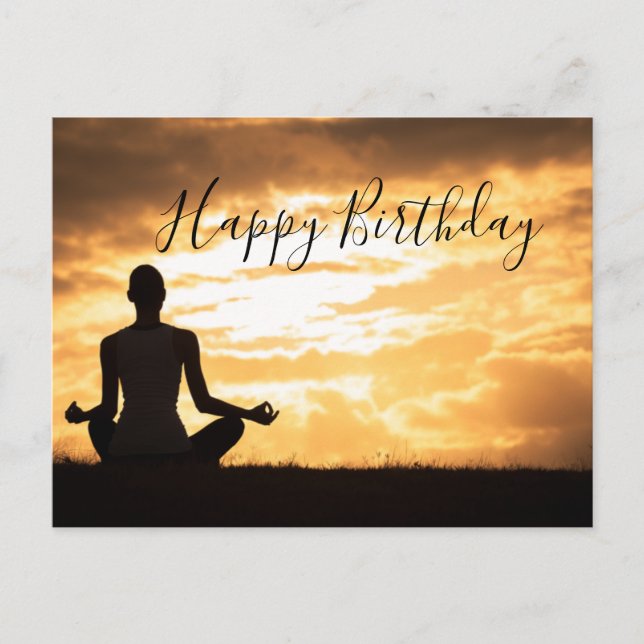 Tarjeta de cumpleaños con silueta de yoga de medit (Anverso)
