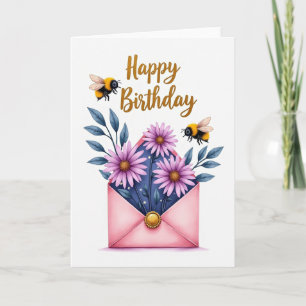 Tarjeta de Cumpleaños con Sobre Rosa Dulce