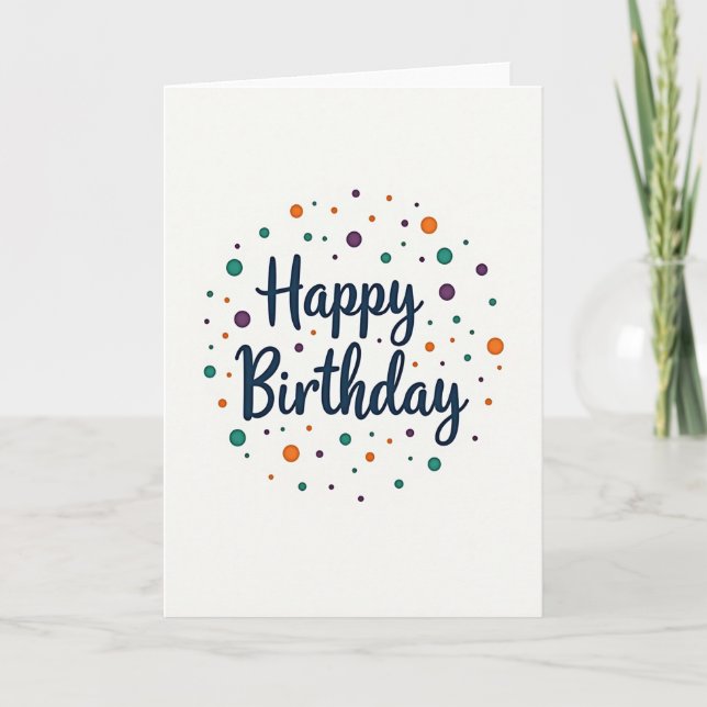 Tarjeta de cumpleaños con sombra azul turquesa (Anverso)
