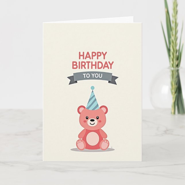 Tarjeta de Cumpleaños con Sombrero de Fiesta de Cr (Anverso)