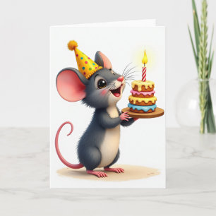 Tarjeta de cumpleaños con sombrero de fiesta de ra