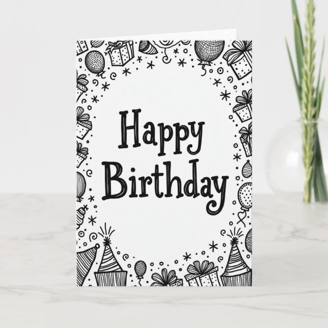 Tarjeta de cumpleaños con sombrero de fiesta diver (Anverso)