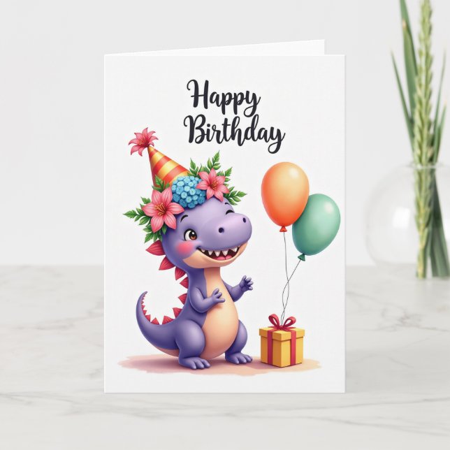 Tarjeta de cumpleaños con sombrero de flor (Anverso)