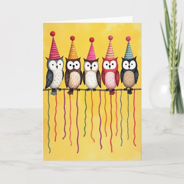 Tarjeta de cumpleaños con sombrero de pompón (Anverso)