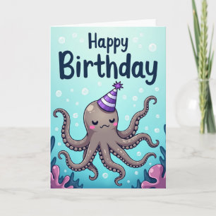 Tarjeta de cumpleaños con sombrero de pulpo