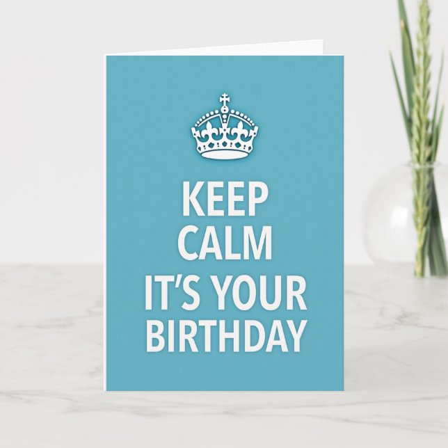 Tarjeta de Cumpleaños con Sombrero 'Keep Calm' (Anverso)