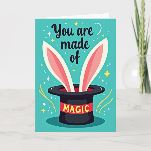 Tarjeta de cumpleaños con sombrero mágico (Anverso)