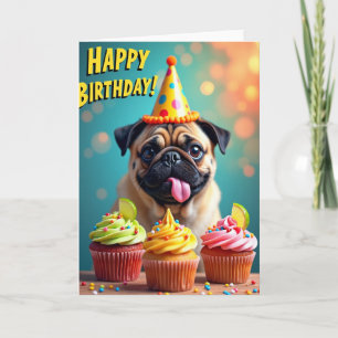 Tarjeta de cumpleaños con sombrero para perro cerv