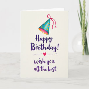 Tarjeta de cumpleaños con sombrero verde azulado