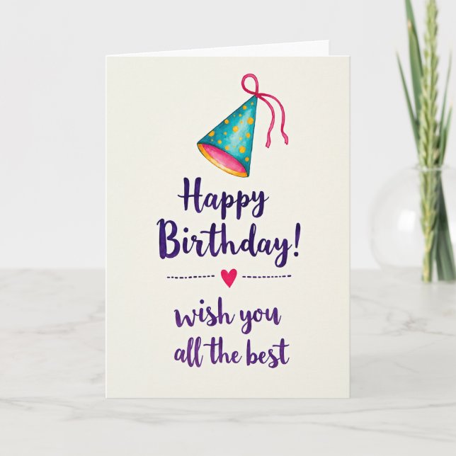 Tarjeta de cumpleaños con sombrero verde azulado (Anverso)