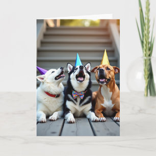 Tarjeta de cumpleaños con sombreros de fiesta
