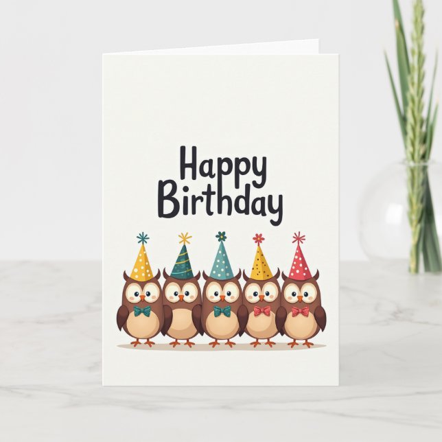 Tarjeta de cumpleaños con sombreros de fiesta de b (Anverso)