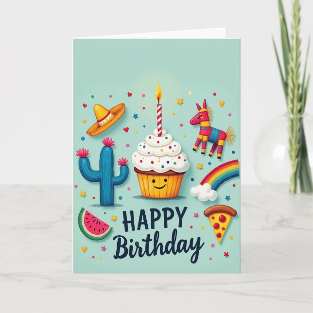 Tarjeta de cumpleaños con sonrisa dulce (Anverso)