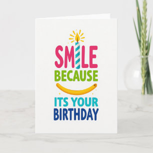 Tarjeta de cumpleaños con sonrisa juguetona