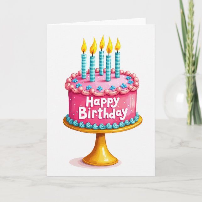 Tarjeta de cumpleaños con soporte dorado (Anverso)