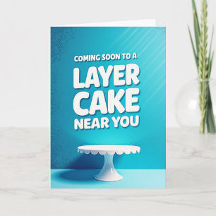 Tarjeta de cumpleaños con soporte para pastel azul