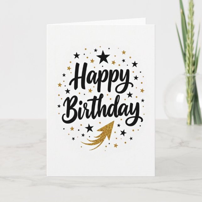 Tarjeta de cumpleaños con Sparkle Script (Anverso)