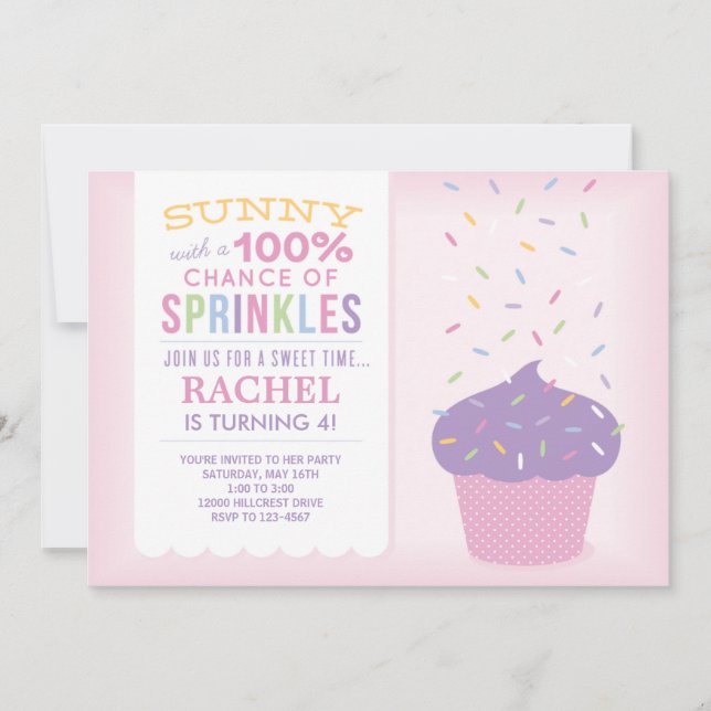 Tarjeta de cumpleaños con sprinkles de magdalena r (Anverso)
