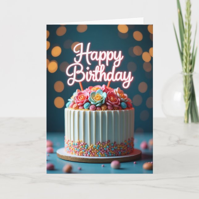 Tarjeta de cumpleaños con sprinkles de pastel (Anverso)