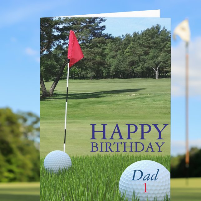 Tarjeta de cumpleaños con tema de golf para papá g ('Fore' your golfing dad (and your golfing mom too) just add your birthday message)