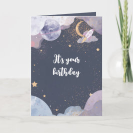 Tarjeta de cumpleaños con tema espacial personaliz