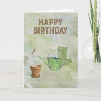 Tarjeta de cumpleaños con temática de jardín
